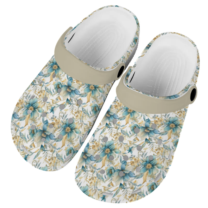 Floral, Soft Blues and Beige Flowers