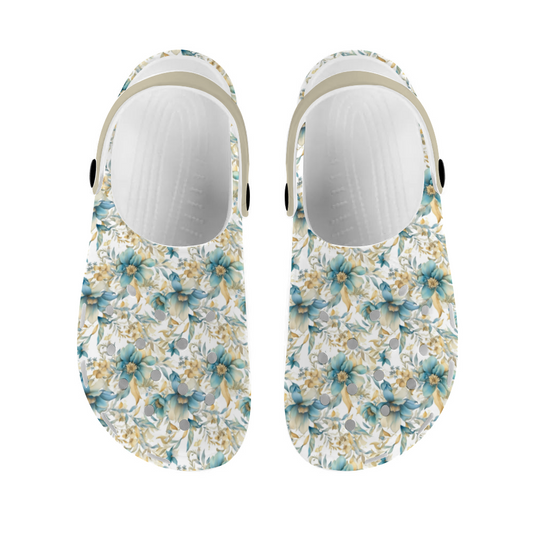 Floral, Soft Blues and Beige Flowers