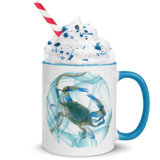 Blue Crab Coffee Mug, 11oz and 15oz, Accent Colors