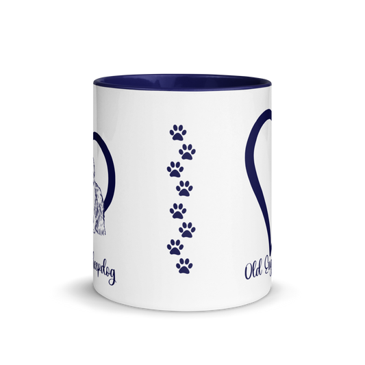 Old English Sheepdog Heart Blue Ceramic Mug
