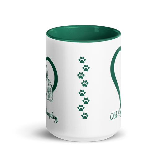 Old English Sheepdog Heart Green Ceramic Mug