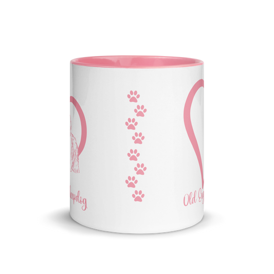 Old English Sheepdog Heart, Pink Ceramic Mug