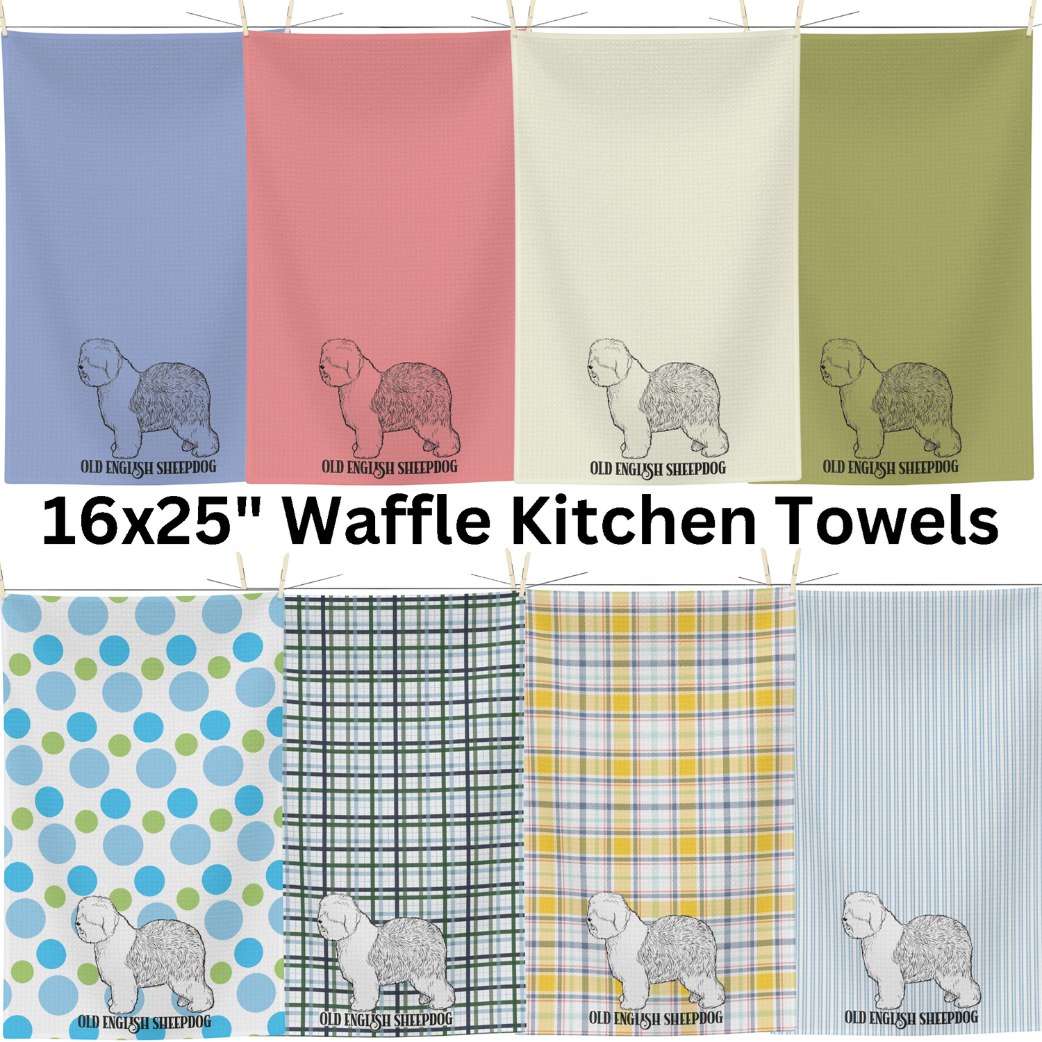 Tea Towels - Old English Sheepdog