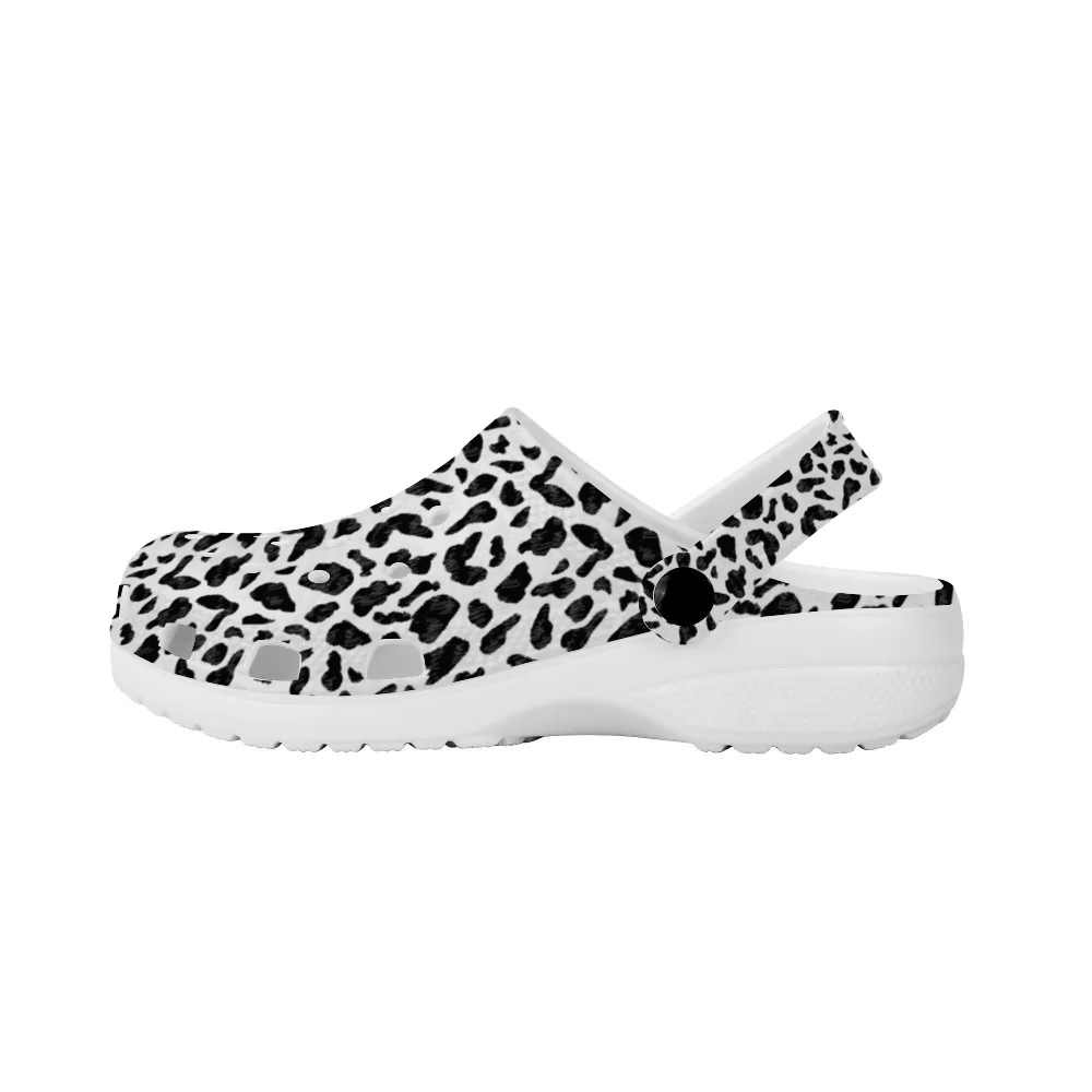 Clogs Animal Print, Slide-On's Cow Hide, Black and White