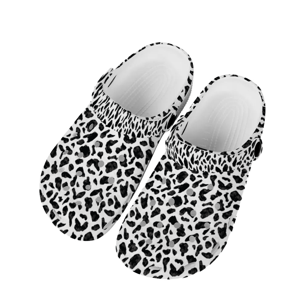 Clogs Animal Print, Slide-On's Cow Hide, Black and White