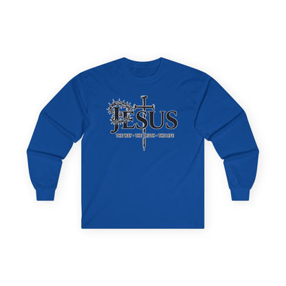Jesus Cross, "The Way The Truth The Life", John 14:6  - Long Sleeve Gildan Tee