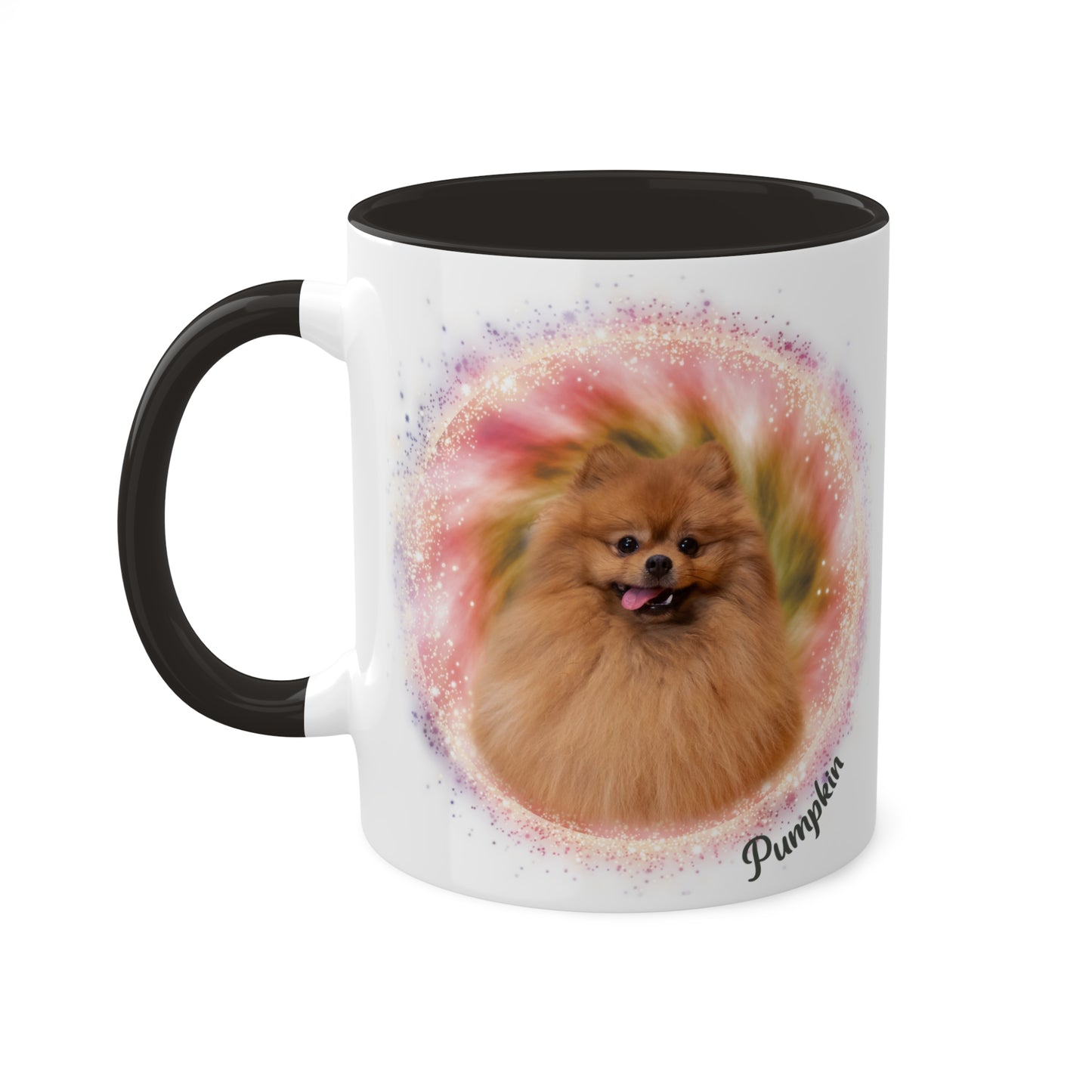 Warm Swirl Tie Dye Pet Photo and Name Mug