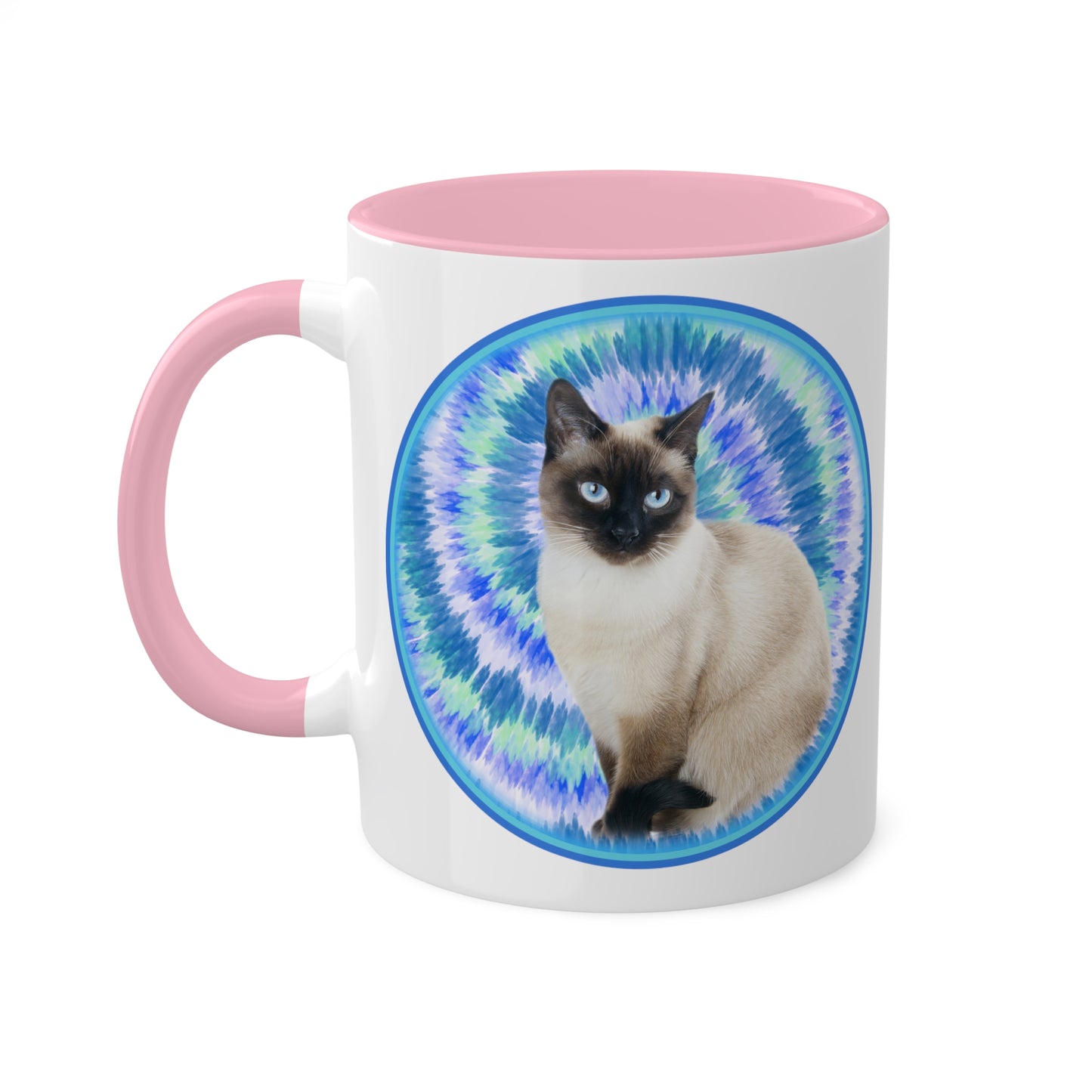 Customized Pet Photo Coffee Mug, Blue Swirl Tie Dye, 11oz