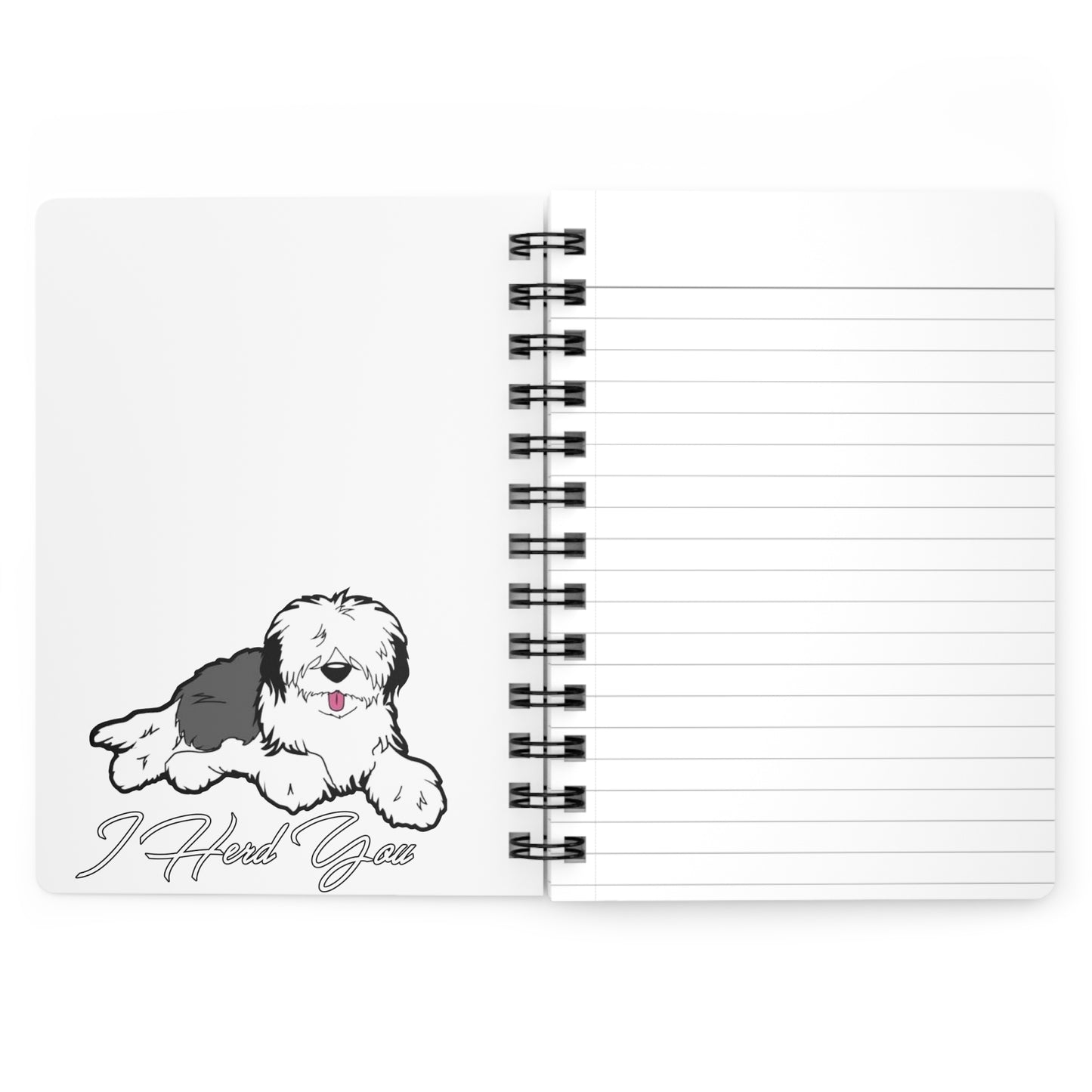 Spiral Notebook, 5x7" Spiral Journal, Old English Sheepdog