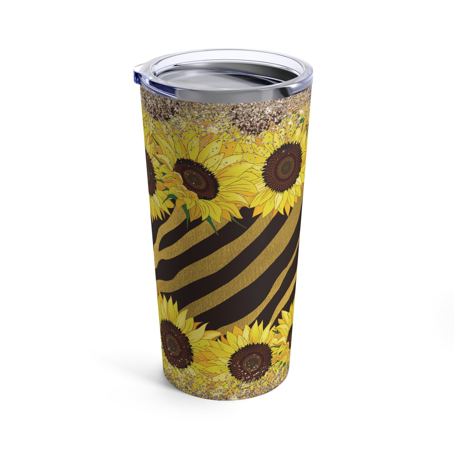 Glitter Sunflower with Zebra Design, 20oz Tumbler