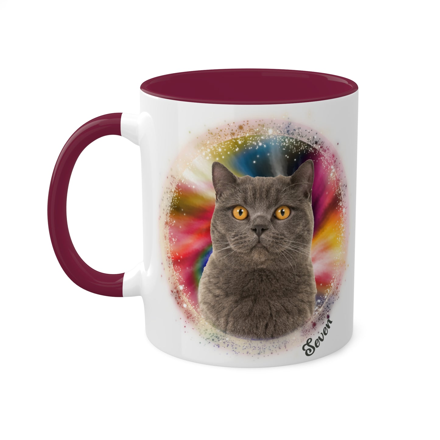 Rainbow Tie Dye, Custom Pet Photo and Name Coffee Mug, 11oz