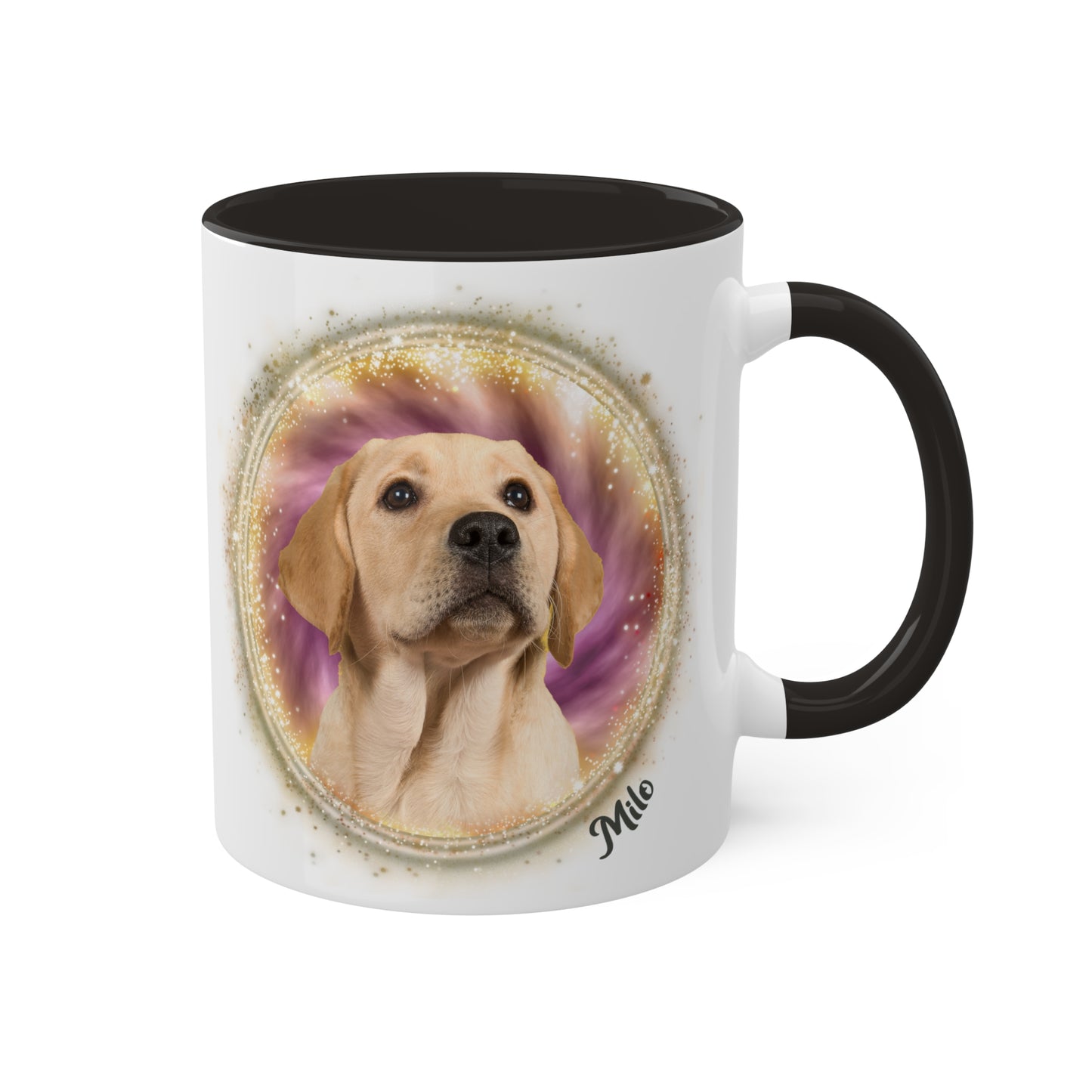 Maroon and Gold Tie Dye Pet Photo and Name Mug