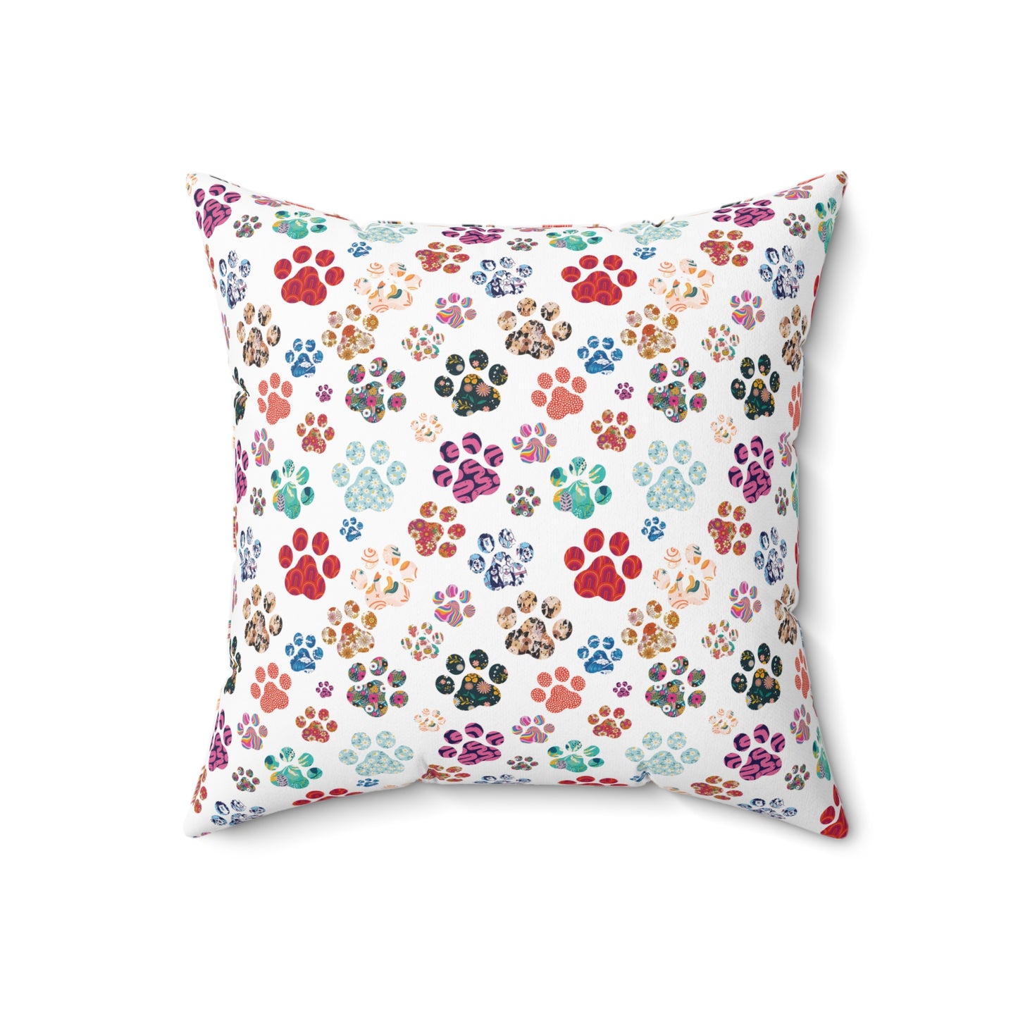 Paw Prints Accent Pillow in Colorful Boho Design