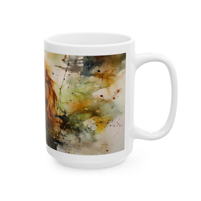 Irish Setter Ceramic Mug — Watercolor Portrait, Irish Setter Coffee Cup (11oz & 15oz)