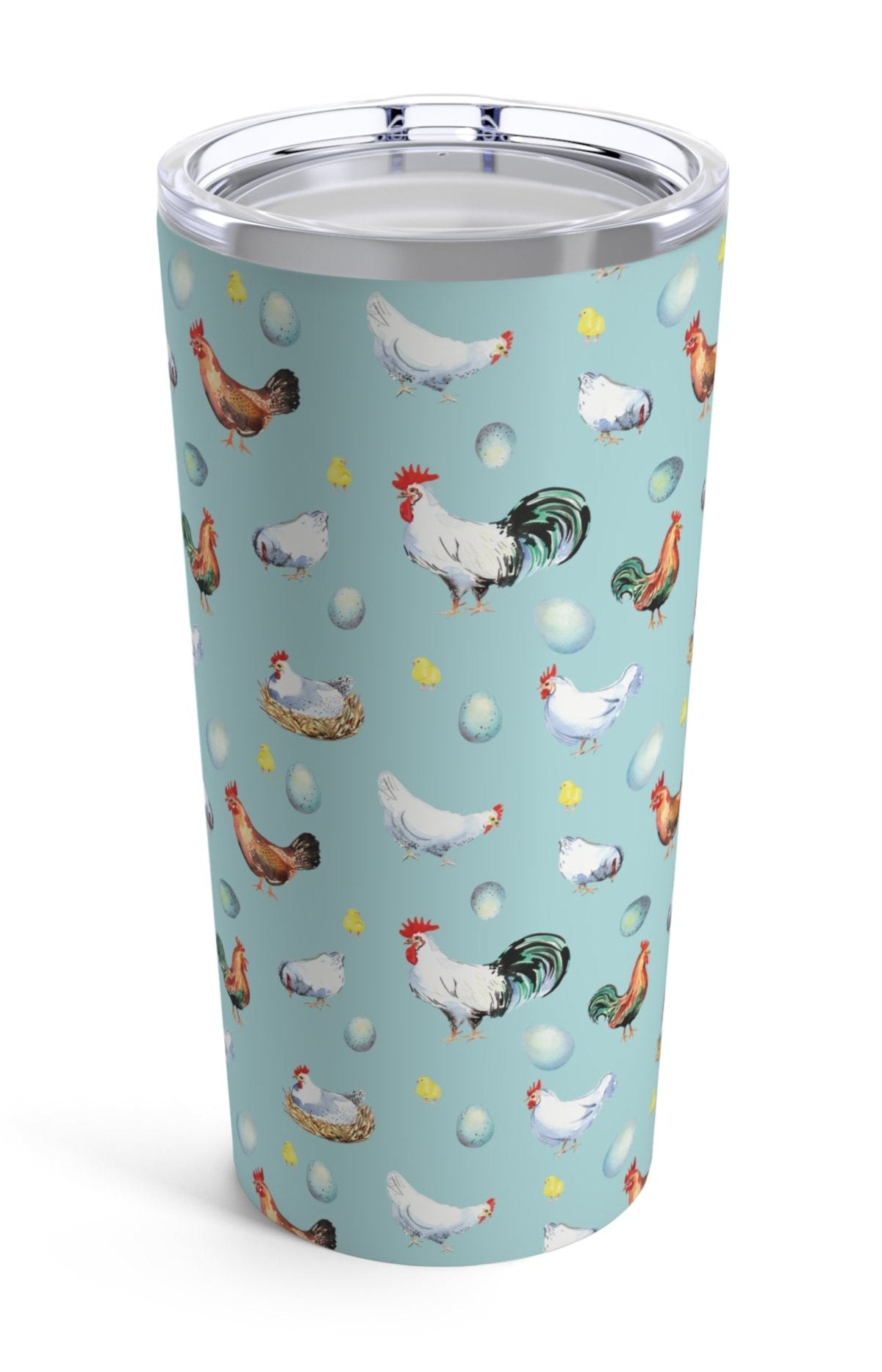 Chicken, Rooster and Eggs, Stainless Steal Insulated 20oz Tumbler with Lid