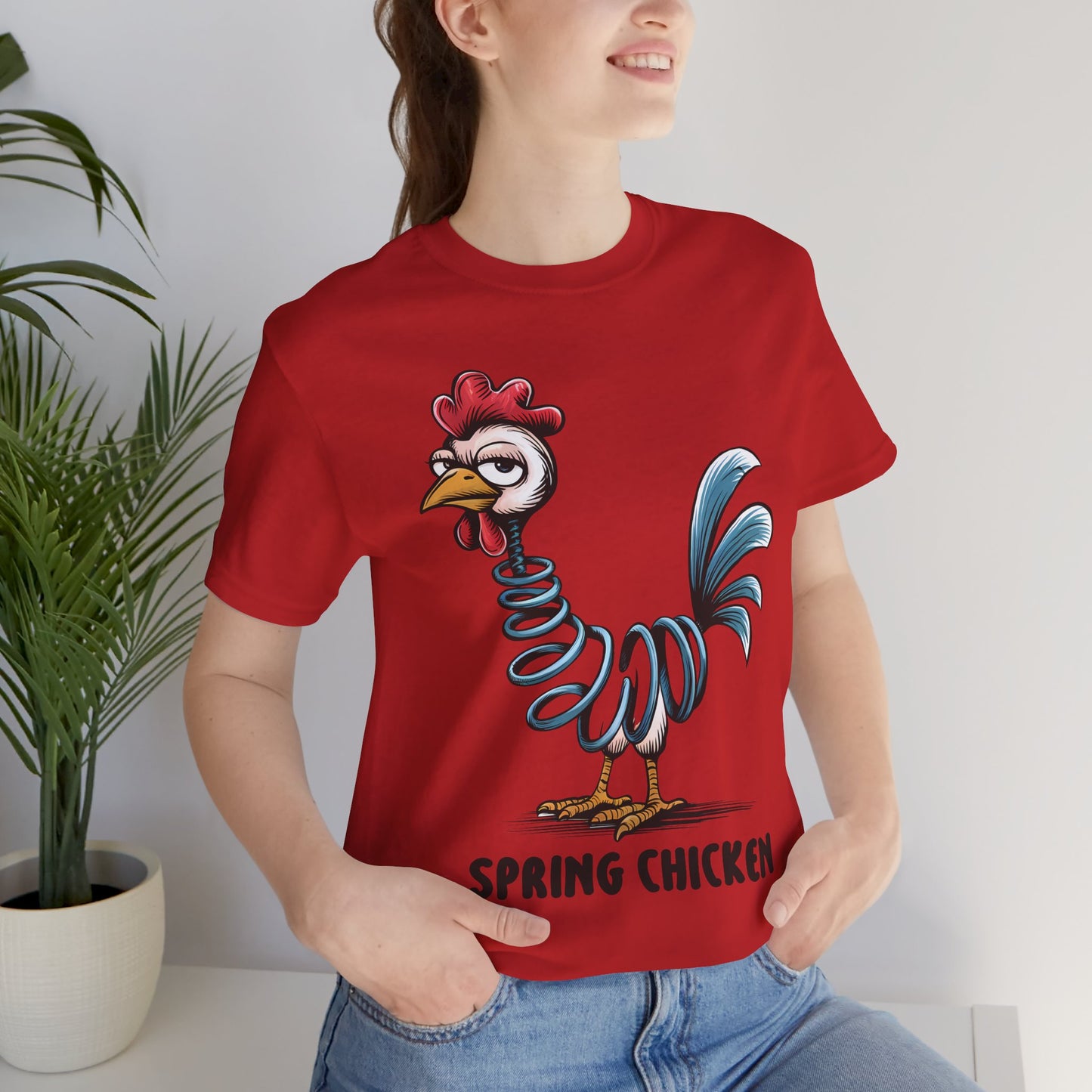 Spring Chicken T‑Shirt — Funny Cartoon Rooster Tee