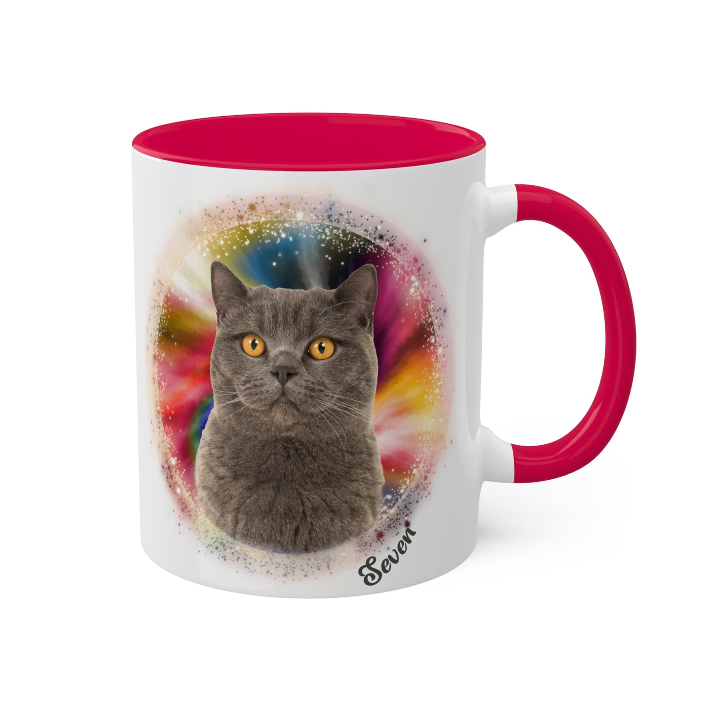 Rainbow Tie Dye, Custom Pet Photo and Name Coffee Mug, 11oz