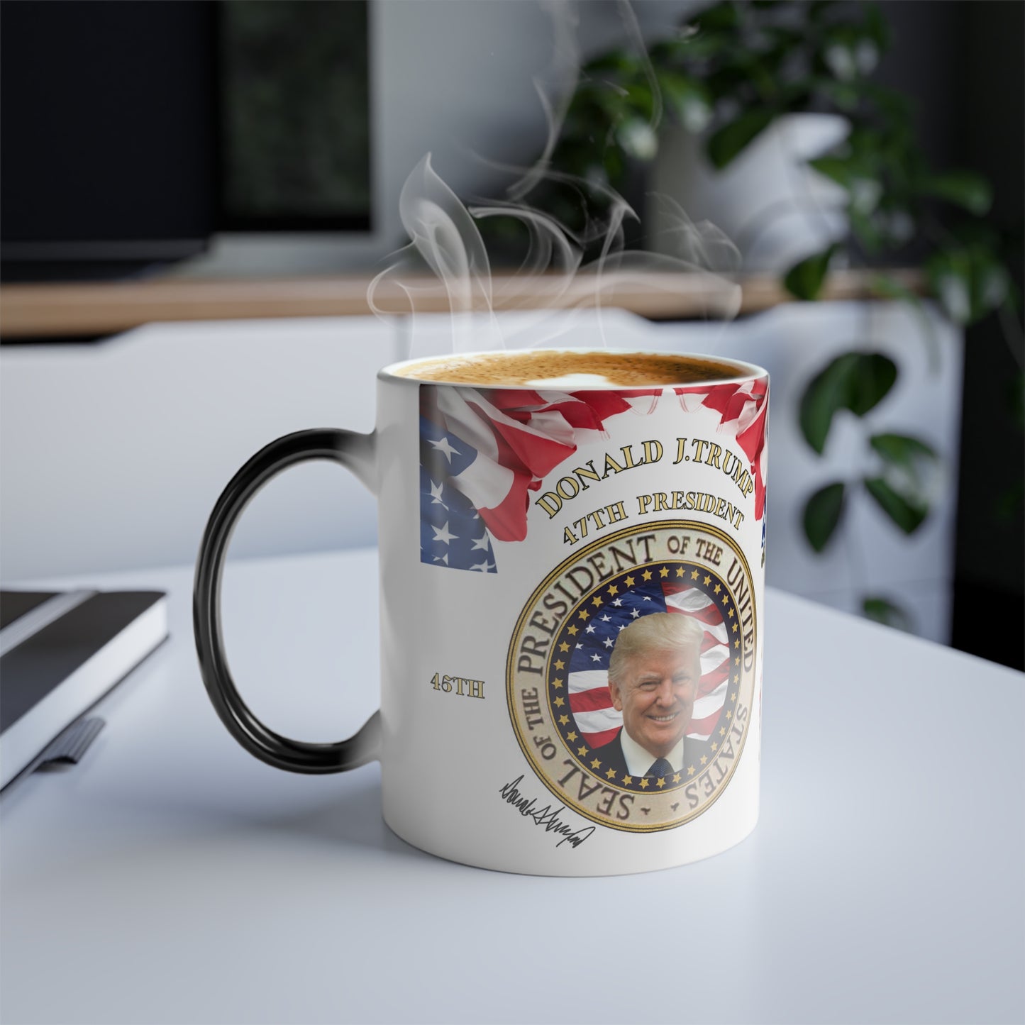 Inauguration  President Trump 11oz Coffee Mug, Color Morphing Mug,  American Bald Eagle Watching Over