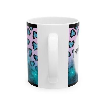 Personalized Heart Leopard Ceramic Mug — Custom Photo Coffee Cup (11oz/15oz)