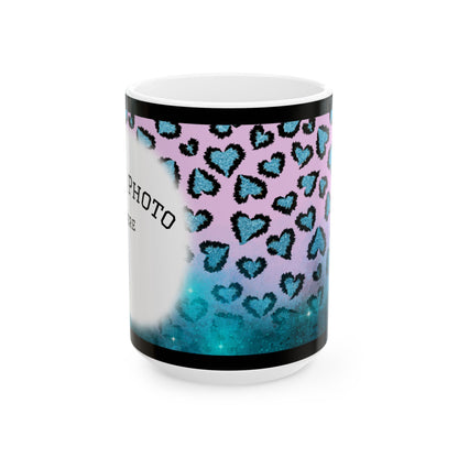 Personalized Heart Leopard Ceramic Mug — Custom Photo Coffee Cup (11oz/15oz)
