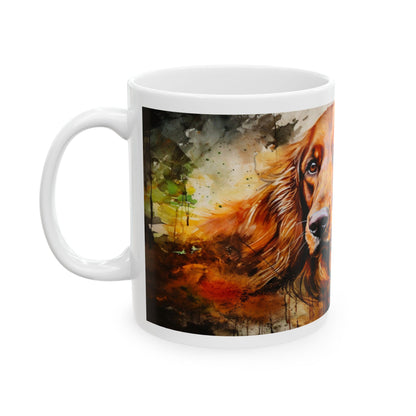 Irish Setter Ceramic Mug — Watercolor Portrait, Irish Setter Coffee Cup (11oz & 15oz)