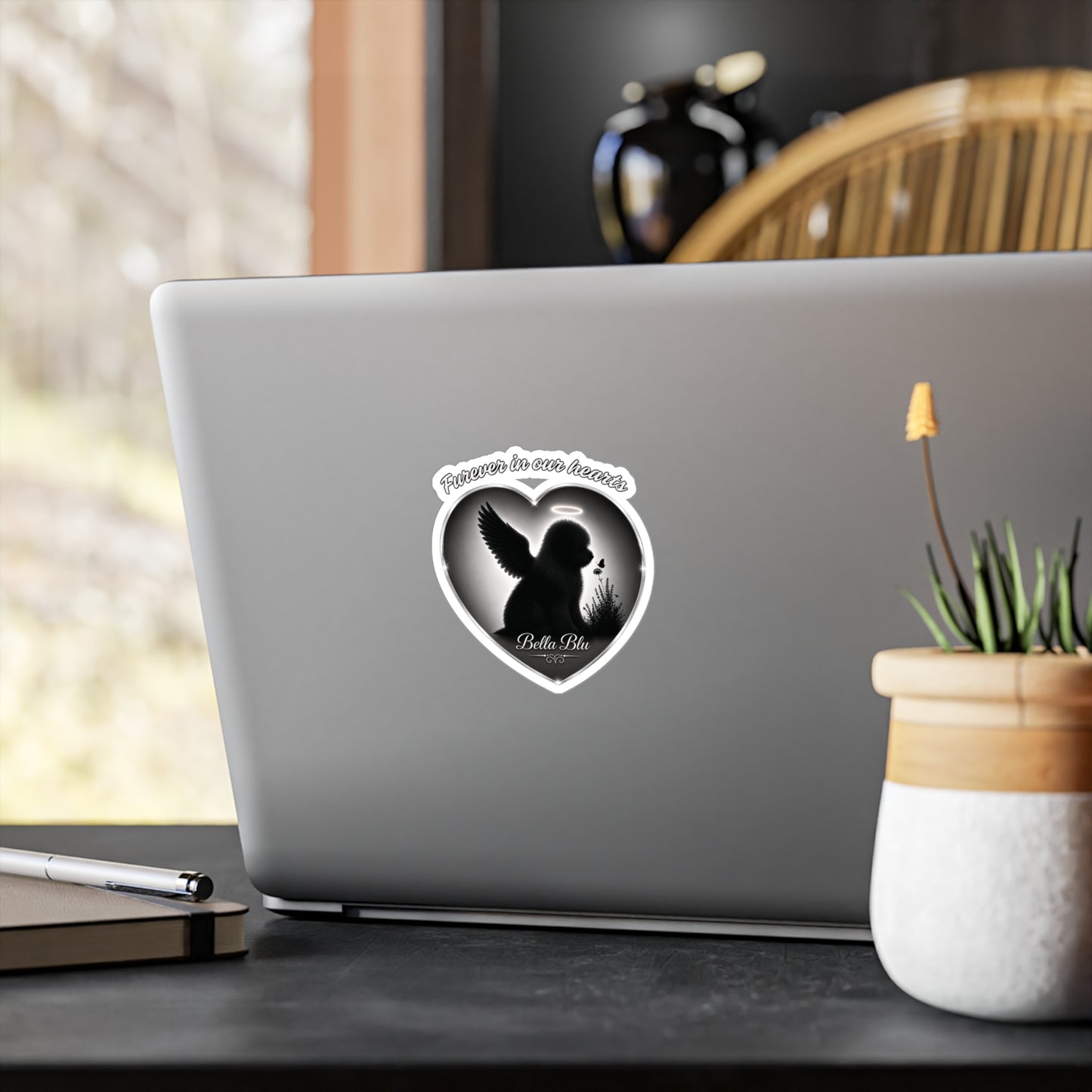 Old English Sheepdog Memorial Angel Heart Decal — (Personalizable)