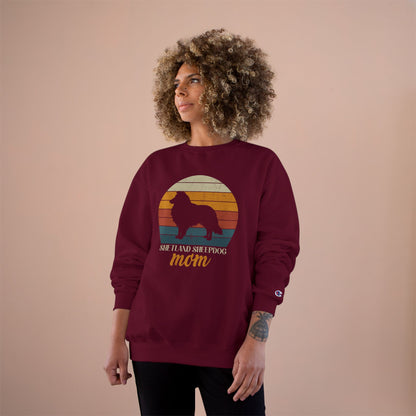 Shetland Sheepdog Mom Sunset – Retro Sunset Dog Mom Champion Crewneck Top