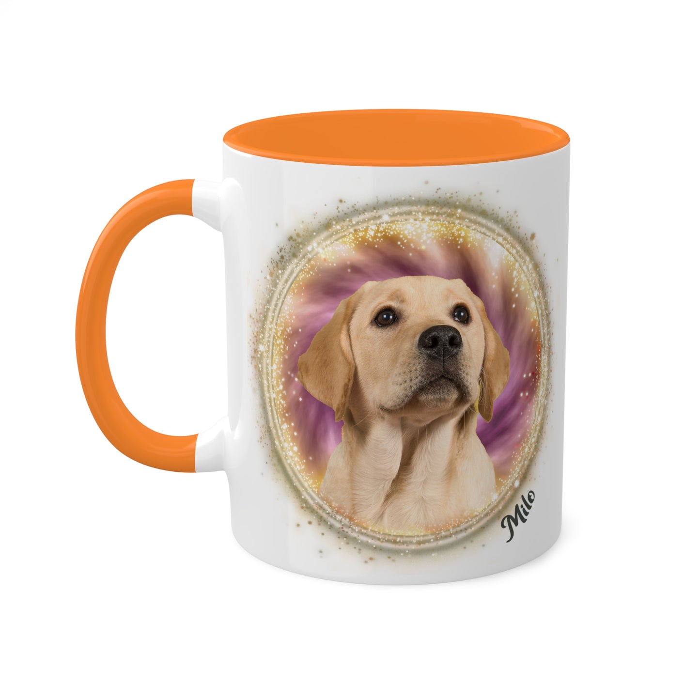 Maroon and Gold Tie Dye Pet Photo and Name Mug