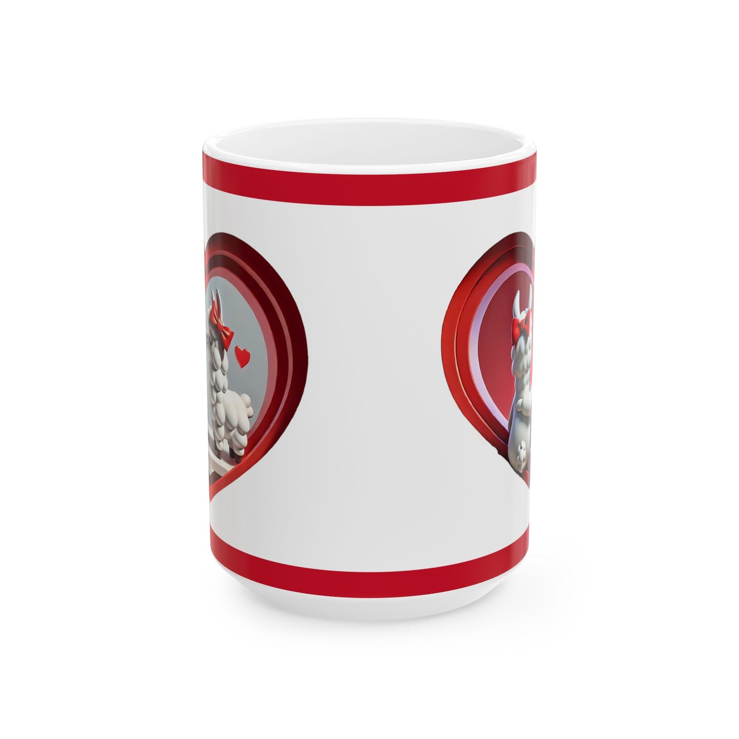Valentine Llama Ceramic Mug – Cute Heart Love Coffee Cup (11oz, 15oz)