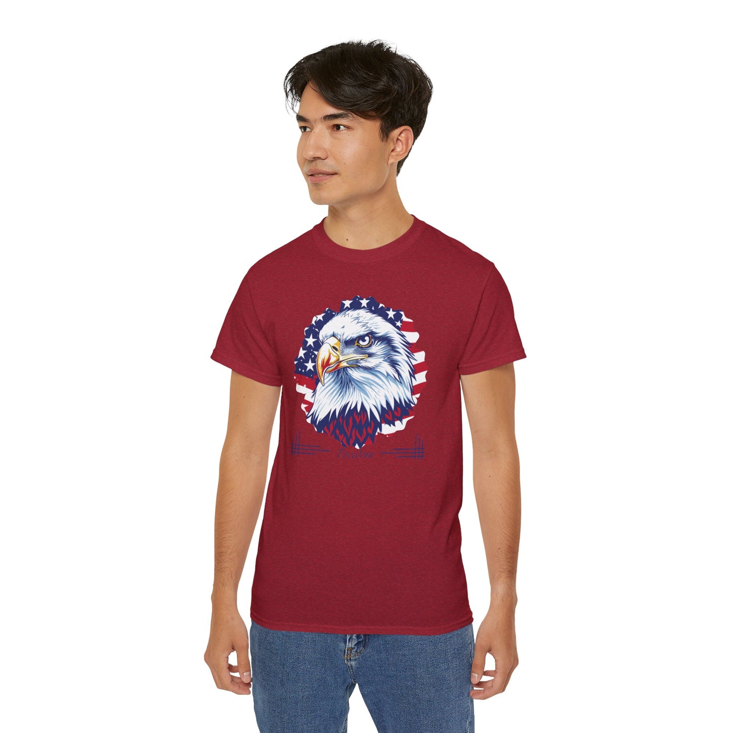 Freedom, Bald Eagle and American Flag, Cotton T-Shirt