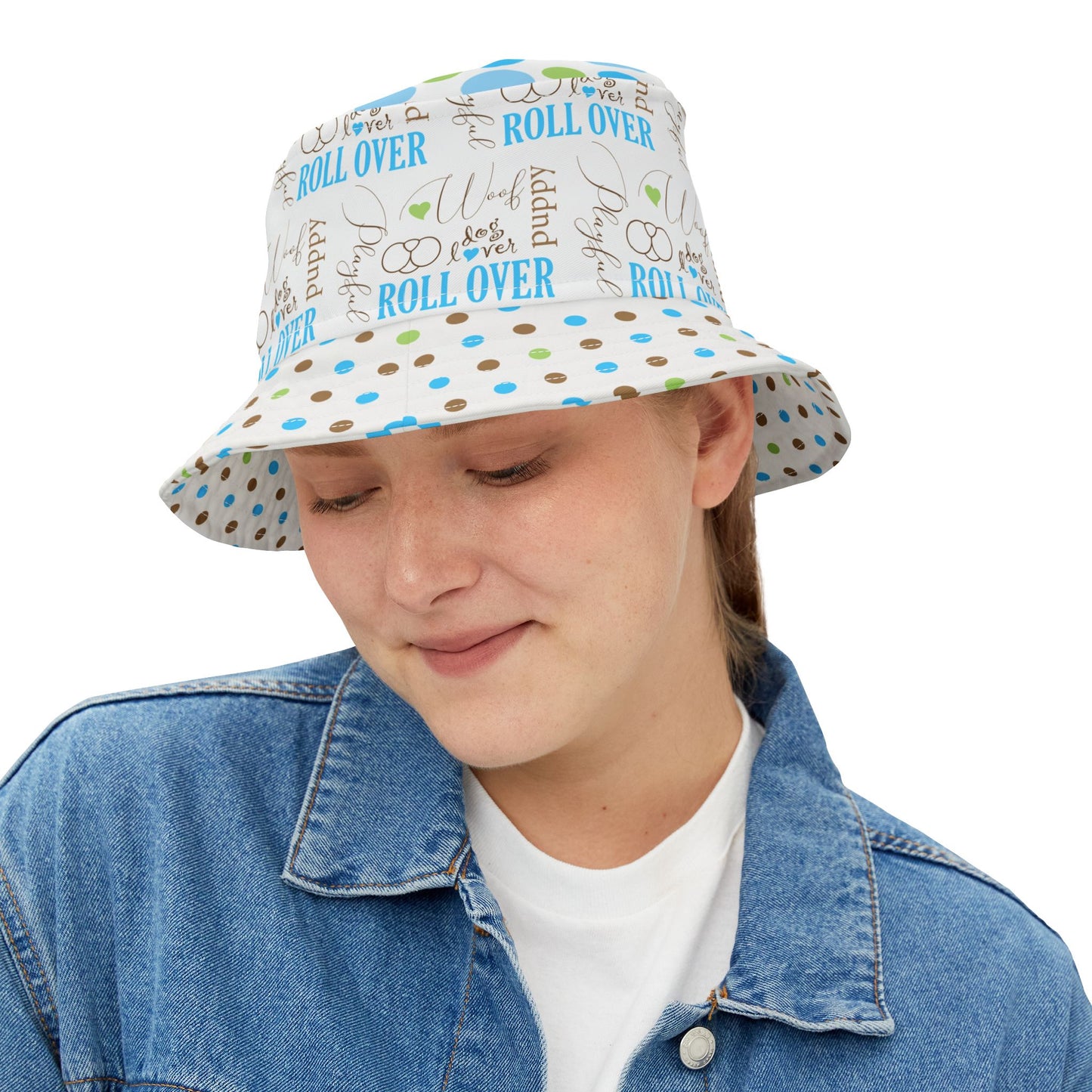 Bucket Hat - Puppy Roll Over Playful Colorful Dog Lover