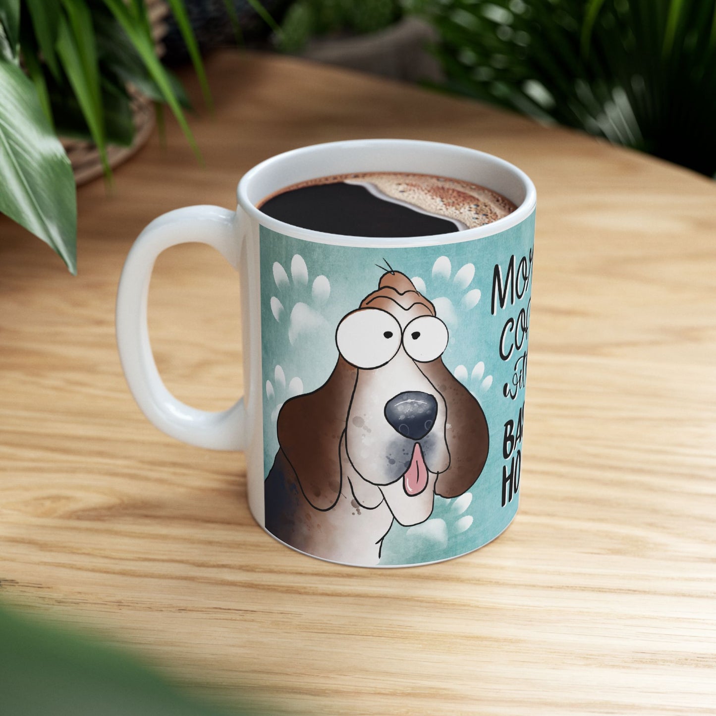 Basset Hound Ceramic Coffee Mug, 11 and 15oz