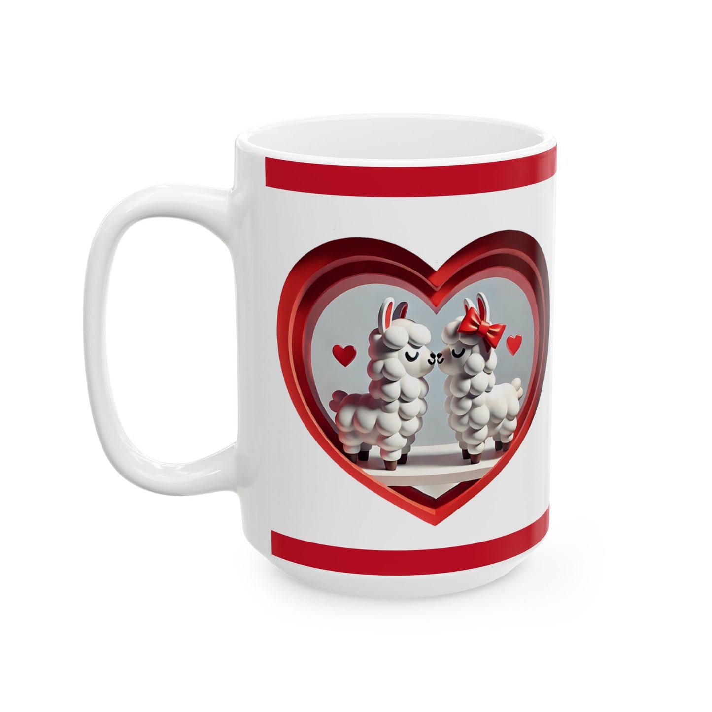 Valentine Llama Ceramic Mug – Cute Heart Love Coffee Cup (11oz, 15oz)