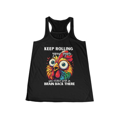 Wide Eyed Chicken  — Women's Flowy Racer Back Tank Top