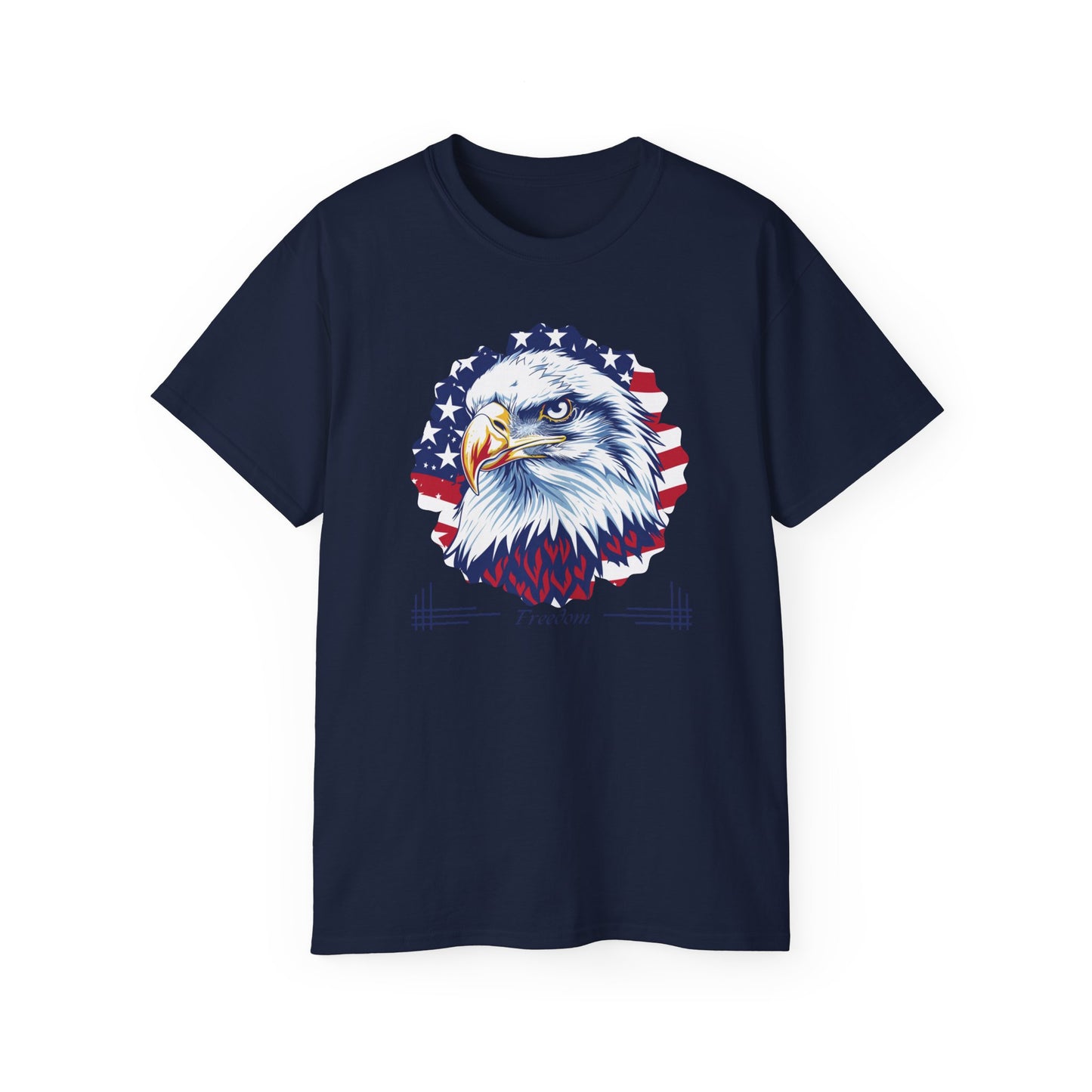 Freedom, Bald Eagle and American Flag, Cotton T-Shirt