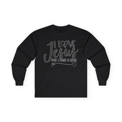 I Love Jesus! But I Cuss A Little," - Long Sleeve Gildan Tee