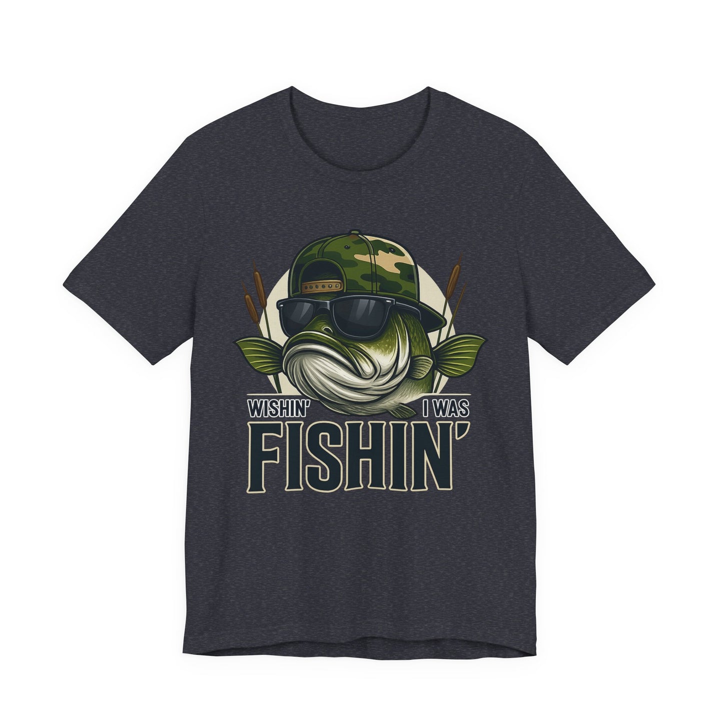 Wishin' I Was Fishin' T-Shirt — Funny Bass Fishing Tee for Anglers