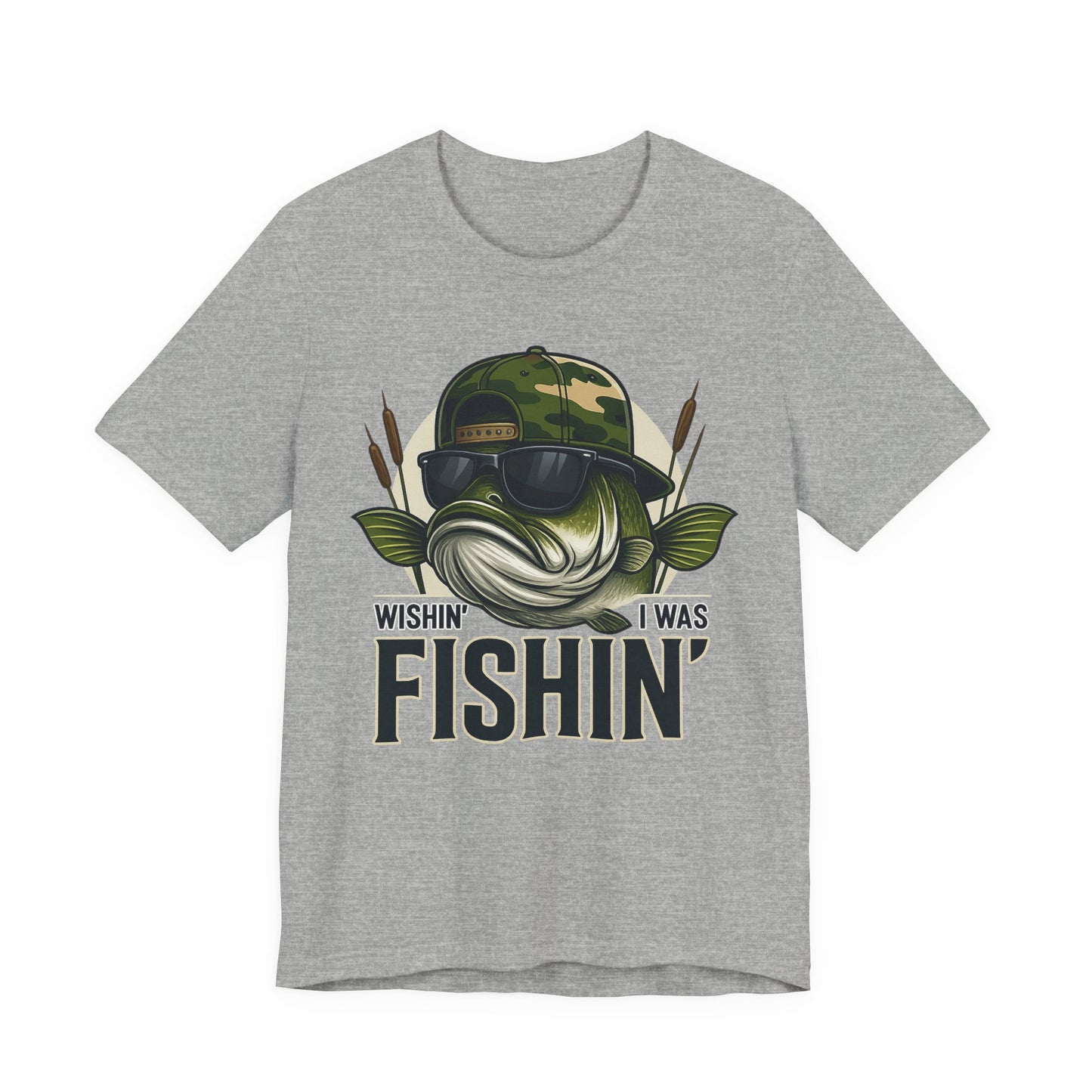 Wishin' I Was Fishin' T-Shirt — Funny Bass Fishing Tee for Anglers