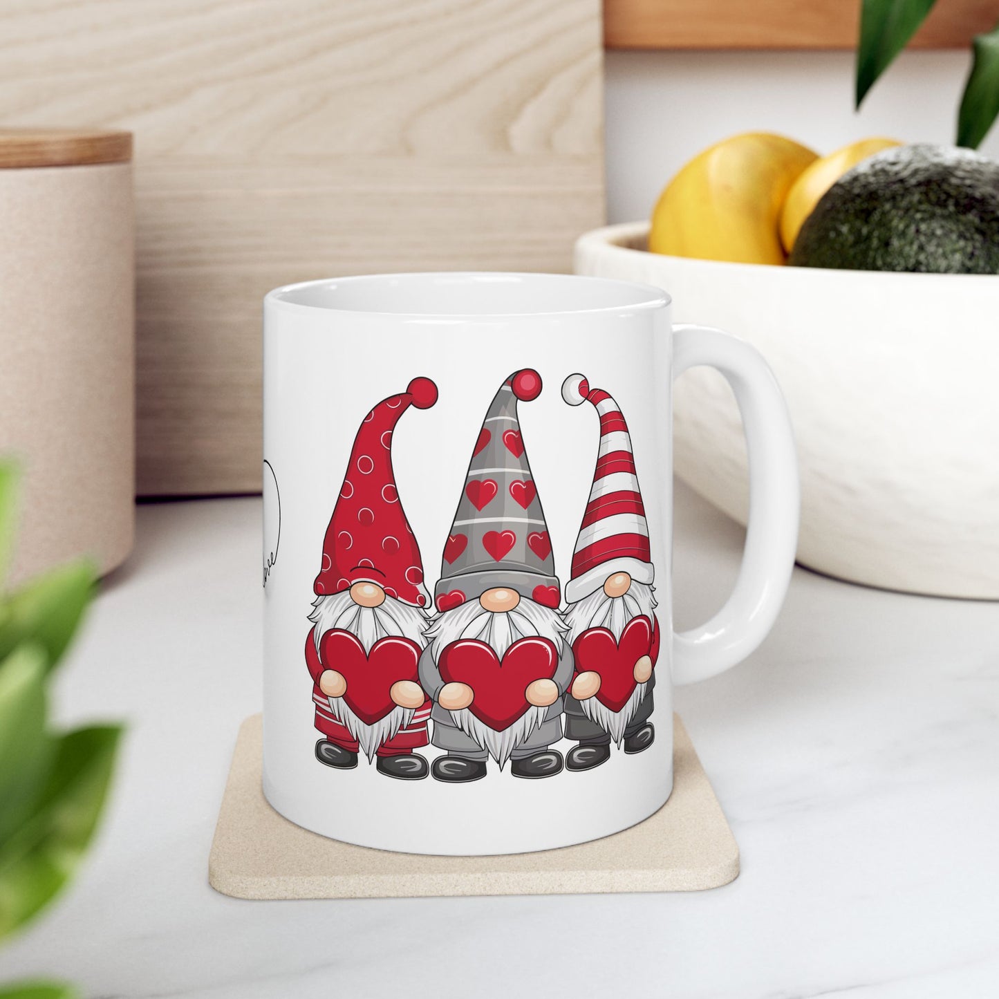Valentine Gnome Ceramic Mug — 'Love' Heart Coffee Cup (11oz & 15oz)