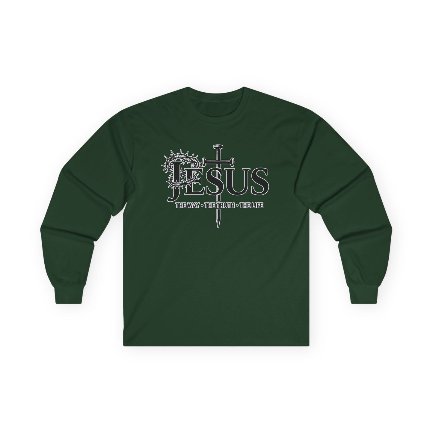 Jesus Cross, "The Way The Truth The Life", John 14:6  - Long Sleeve Gildan Tee