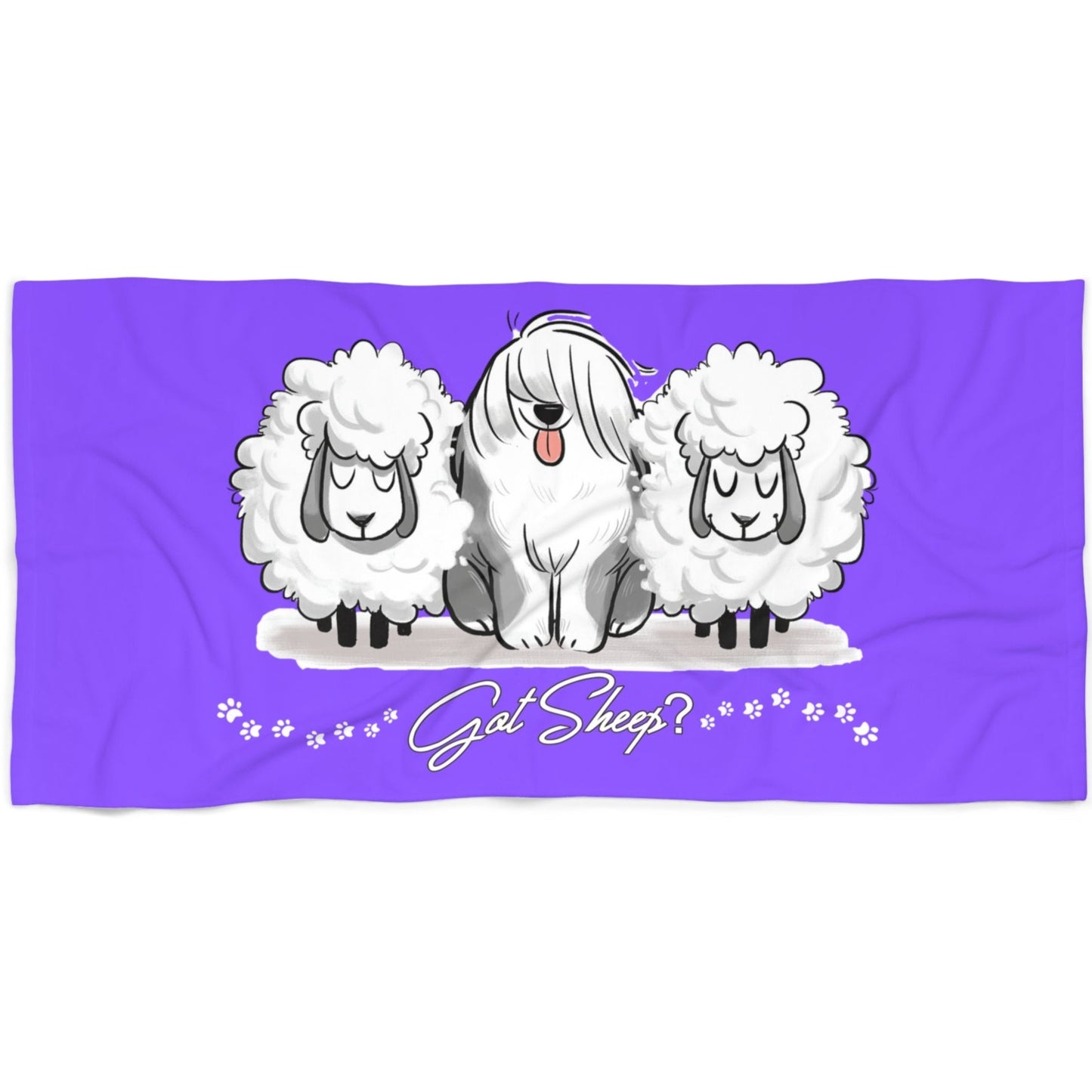 Got Sheep, Old English Sheepdog Beach Towels