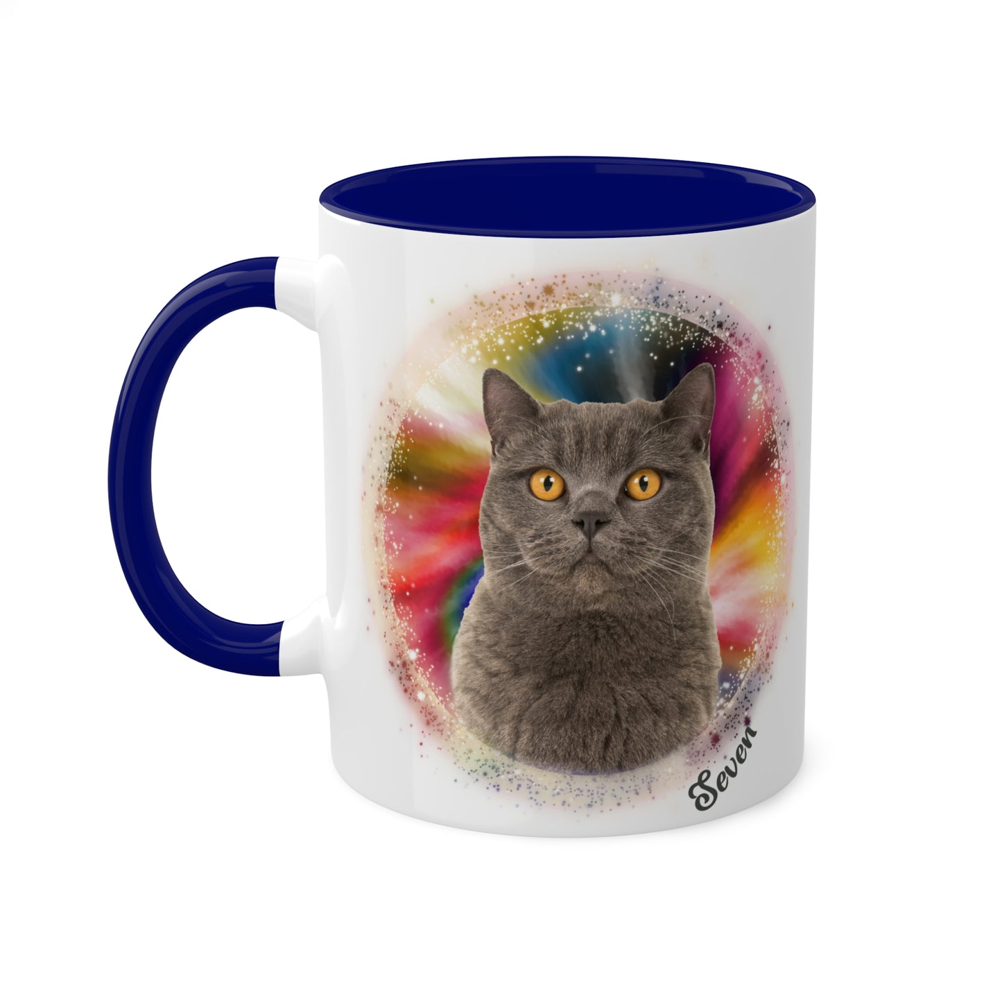 Rainbow Tie Dye, Custom Pet Photo and Name Coffee Mug, 11oz