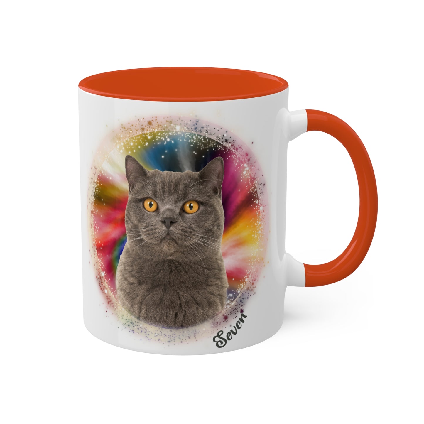 Rainbow Tie Dye, Custom Pet Photo and Name Coffee Mug, 11oz