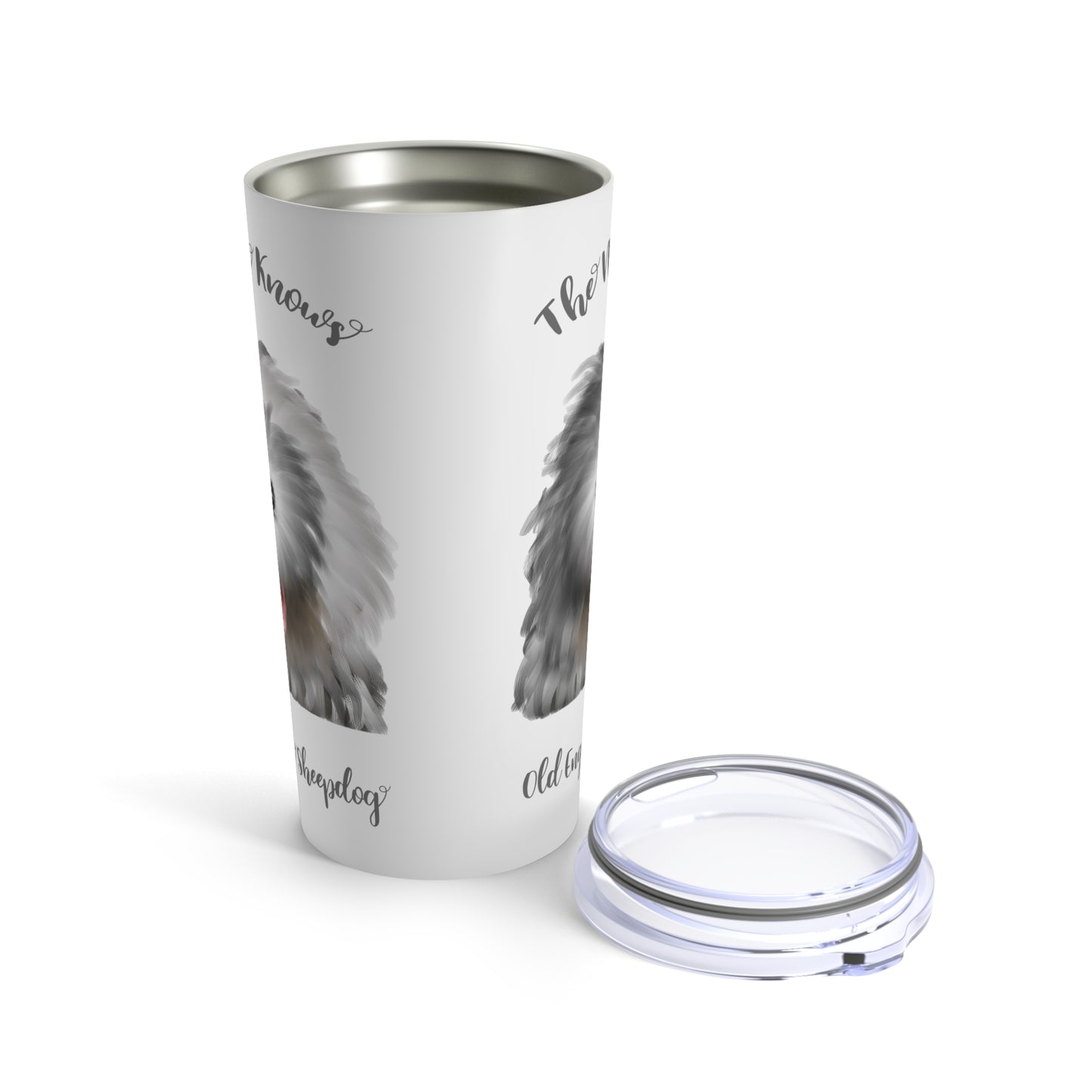 Old English Sheepdog Tumbler, The Nose Knows, Old English Sheepdog Stainless steel Insulated Tumbler, 20oz