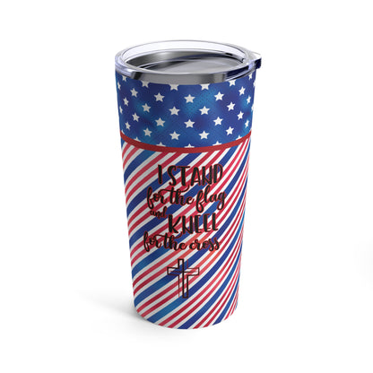 American Flag Insulated Stainless Steel Tumbler, Stand for Flag Kneel for Cross, 20oz Tumbler
