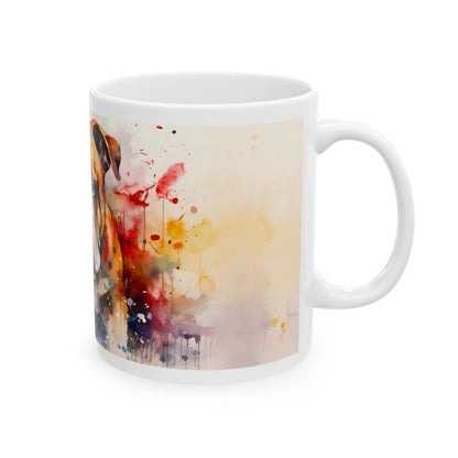 Bulldog Watercolor Ceramic Mug (11oz & 15oz) - Colorful Pet Coffee Cup