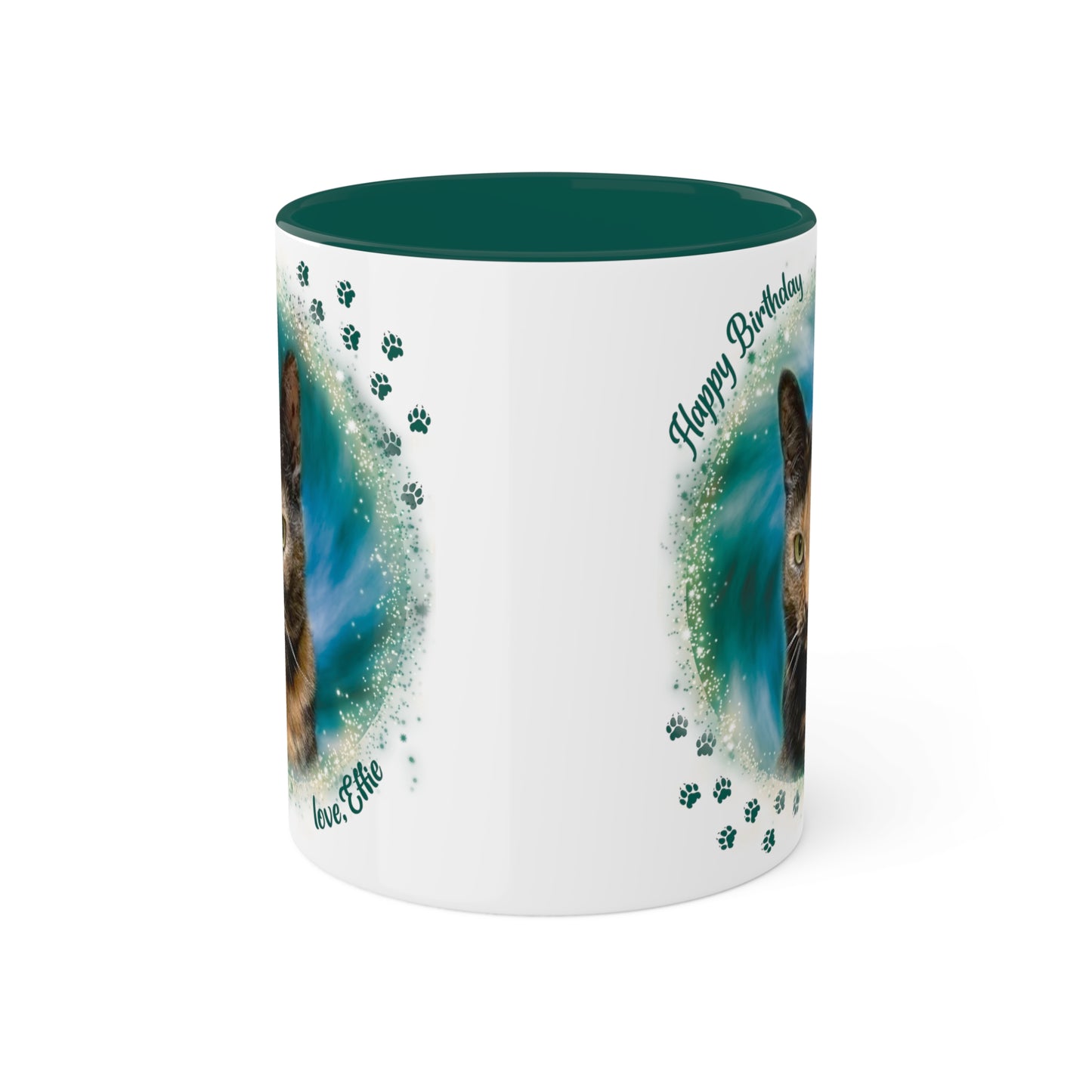 Emarald Green Teal Blue Tie Dye Pet Photo and Name Mug