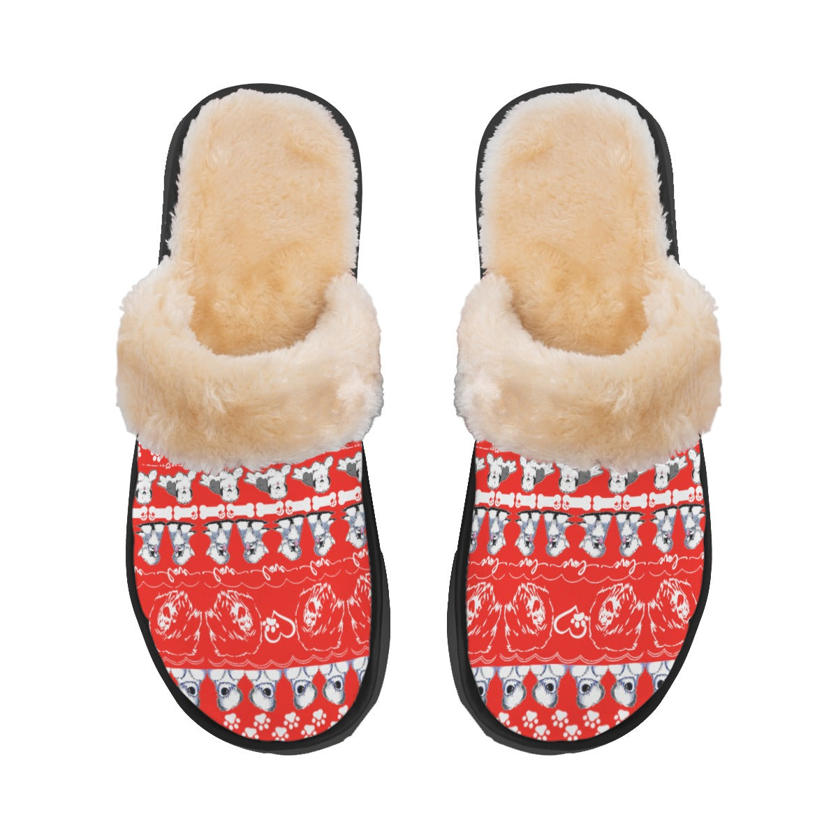 Plush Lined Women's Slippers, Old English Sheepdog