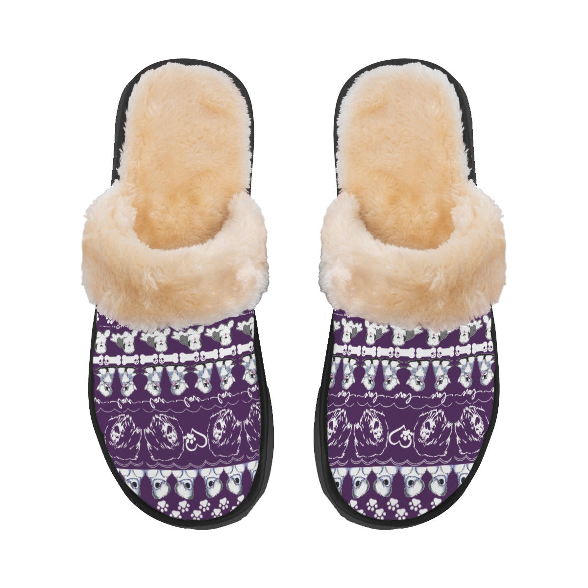 Plush Lined Women s Slippers Old English Sheepdog Purple 44