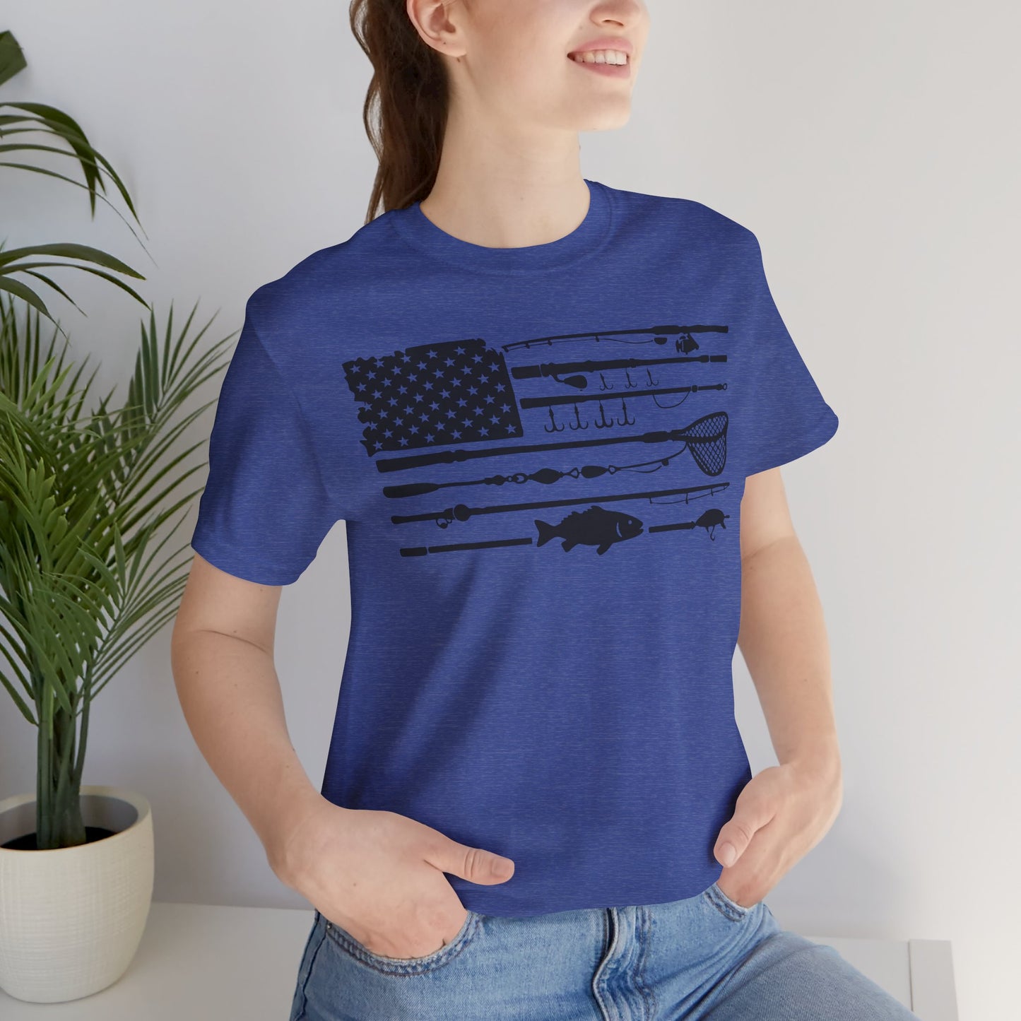 Fishing Gear American Flag T‑Shirt — Angler Rods & Lures Patriotic Tee